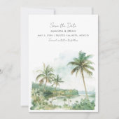 Save The Date Watercolor Beach Destination Mariage Photo (Devant)