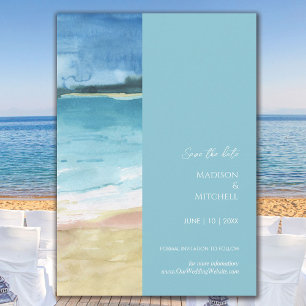 Save The Date Watercolor Beach Ocean Destination Mariage
