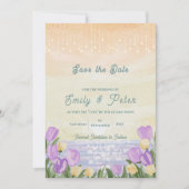 Save The Date Watercolor Beach Romantic Ocean Waves Wedding (Devant)