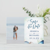 Save The Date Watercolor Beach Seashell Calligraphie (Debout devant)