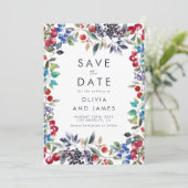Save The Date Watercolor Berry Mariage été (Debout devant)
