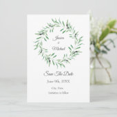 Save The Date Watercolor Black Olive Wreath (Debout devant)