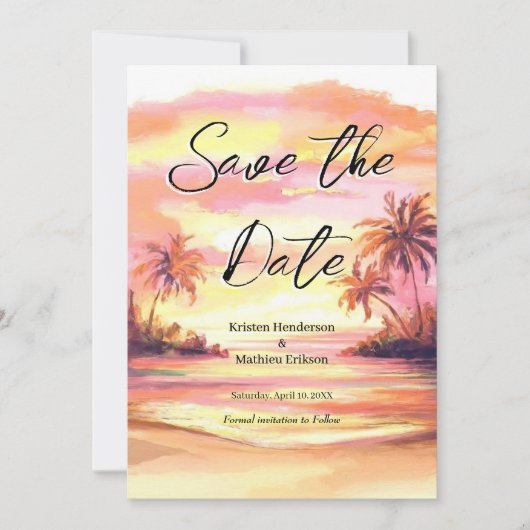 Save The Date Watercolor Digital Beach Wedding (Devant)