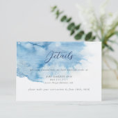 Save The Date Watercolor Dusty Blue Wedding Details Card (Debout devant)