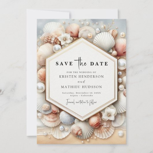 Save The Date Watercolor Elegant Beach Wedding (Devant)