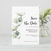 Save The Date Watercolor Eucalyptus Greenery Wedding (Debout devant)
