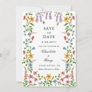 Save The Date Watercolor Floral avec mariage photo Enregistrer l