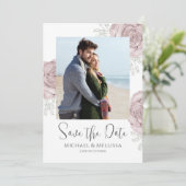 Save The Date Watercolor Floral Wedding Enregistrer la photo Dat (Debout devant)