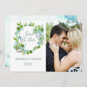 Save The Date Watercolor Glass Terrarium Succulent Enregistrer l (Devant / Derrière)