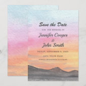 Save The Date Watercolor Mountain Lake Voir le Mariage (Devant / Derrière)