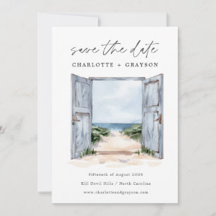 Save The Date Watercolor Ocean Beach Wedding