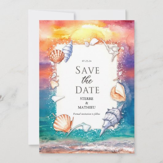 Save The Date Watercolor Pastel Beach Wedding (Devant)