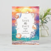 Save The Date Watercolor Pastel Beach Wedding (Debout devant)