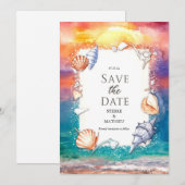 Save The Date Watercolor Pastel Beach Wedding (Devant / Derrière)