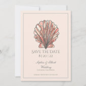 Save The Date Watercolor Seashell Beach Wedding (Devant)
