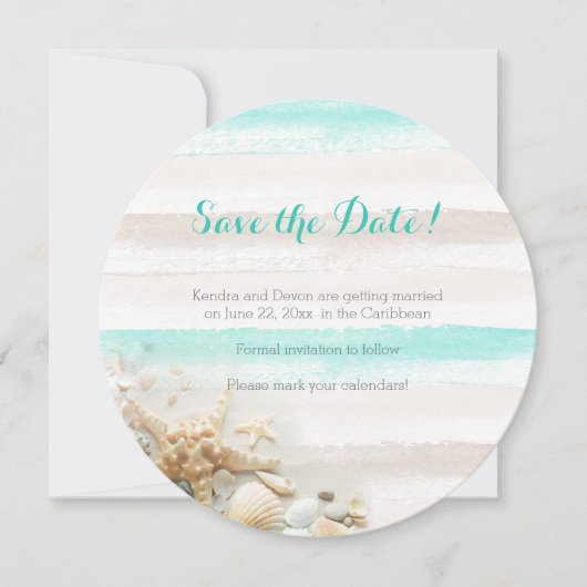 Save The Date Watercolor Stripes Beach Thème Enregistrer la date (Devant)