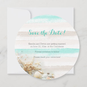 Save The Date Watercolor Stripes Beach Thème Enregistrer la date