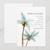 Save The Date Watercolor Tropical Trees Wedding (Devant / Derrière)