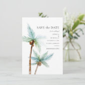 Save The Date Watercolor Tropical Trees Wedding (Debout devant)