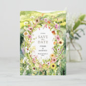 Save The Date Watercolor Whimsy Wildflower Wedding (Debout devant)