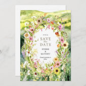 Save The Date Watercolor Whimsy Wildflower Wedding (Devant / Derrière)