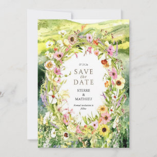 Save The Date Watercolor Whimsy Wildflower Wedding