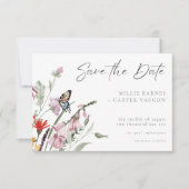 Save The Date Watercolor Wildflower Butterfly Modern Wedding (Devant)
