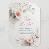 Save The Date Watercolour Aquarell Flowers Script (Devant / Derrière)