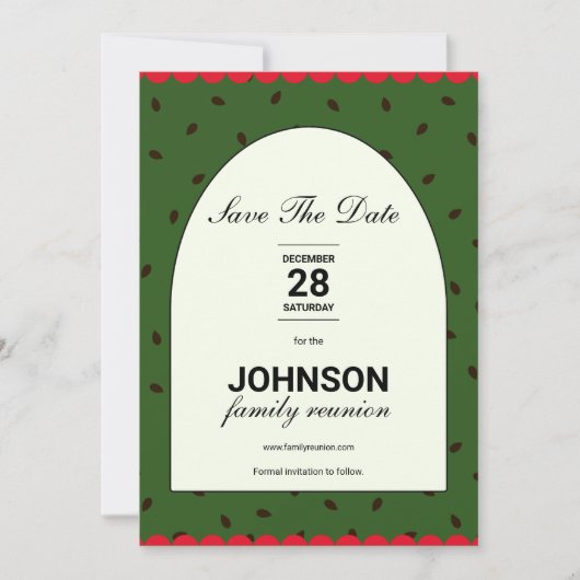 Save The Date Watermelon Thème Famille Réunion Rouge Vert (Devant)
