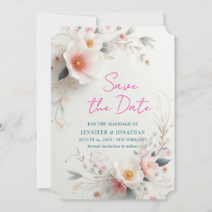 Save The Date Waterverf Aquarel Bloemen Script