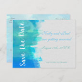 SAVE THE DATE Waterverf Blue Beach Briefkaart (Voorkant / Achterkant)