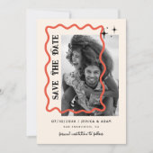 Save The Date Wavy Frame Retro Photo Mariage Enregistrer La Date (Devant)