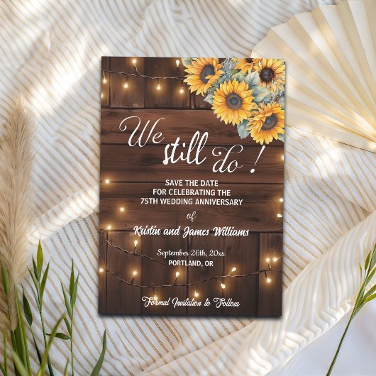 Save The Date We Still Do 75th Wedding Anniversary String Lights