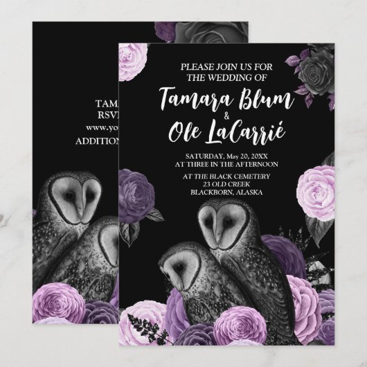 Save The Date Wedding de Gothic Owls (Devant / Derrière)