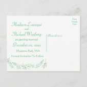 Save the Date Wedding Green Laurel Leaf Verloving Aankondigingskaart (Achterkant)