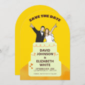 Save the Date Wedding Invitation – Bold Yellow  (Devant / Derrière)