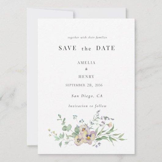 Save the Date Wedding Invitation Viola & Eucalypt