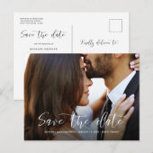 Save the Date Wedding Photo Chic Script Stijlvol Aankondigingskaart (Voorkant / Achterkant)