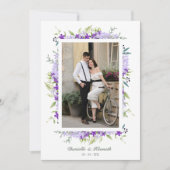 Save The Date Wedding Purple Shades Flowers & Branches Photo (Devant)