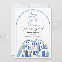 Save The Date Wedding Santorini Griekenland Blauw