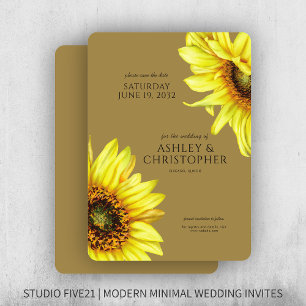 Save The Date Wedding shower d'or de tournesol aquarelle