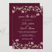 Save The Date Wedding shower en fleur d'Hibiscus rose bleu marin (Devant / Derrière)