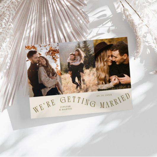 Save The Date We're Getting Married Multi Photo Cream