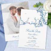 Save The Date Westbrook CT Map Élégant Mariage bleu marine