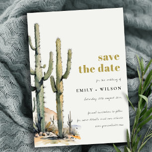 Save The Date Western Boho Cactus Désert Aquarelle Paysage