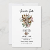 Save The Date Western Country Cowboy Boho Cow Mariage crâne (Devant)
