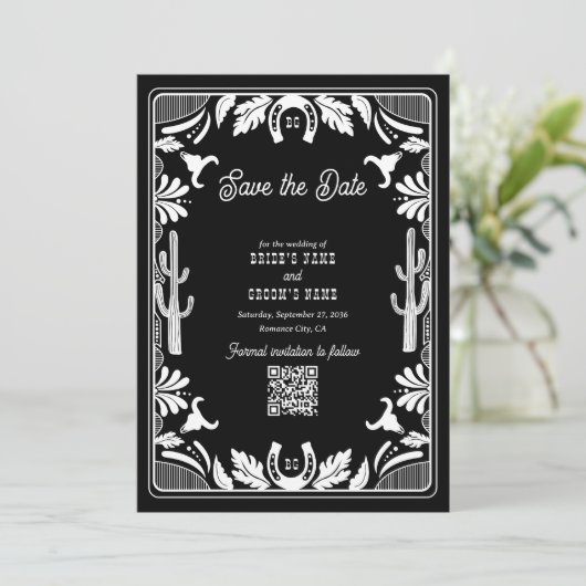 Save The Date Western Country Cowboy Rustique Mariage (Debout devant)
