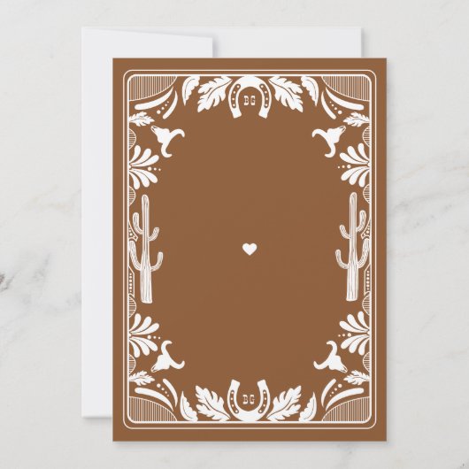 Save The Date Western Country Cowboy Rustique Mariage Brown (Dos)