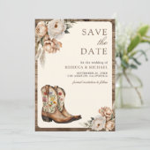 Save The Date Western Cowboy Boots Photo QR Code Mariage (Debout devant)