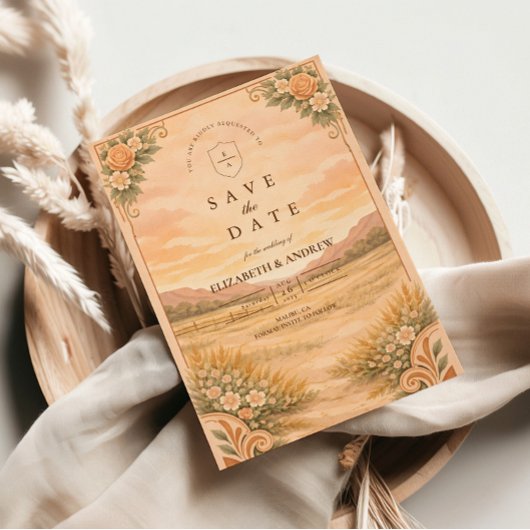 Save The Date Western Desert Canyon Wedding